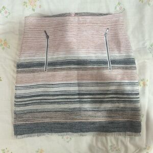 LOFT Pink and Gray Striped Mini Skirt women’s size 4
